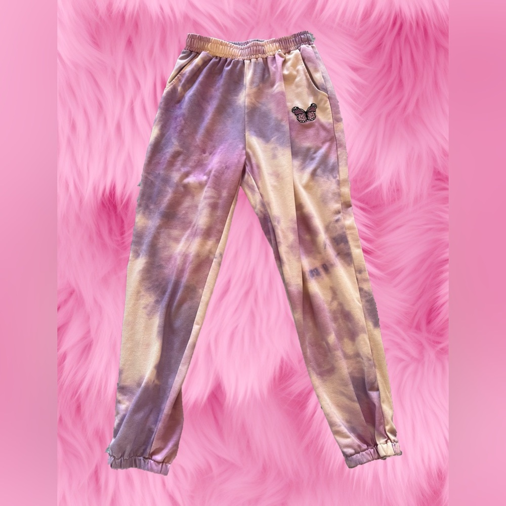 Butterfly tie-dye print sweats